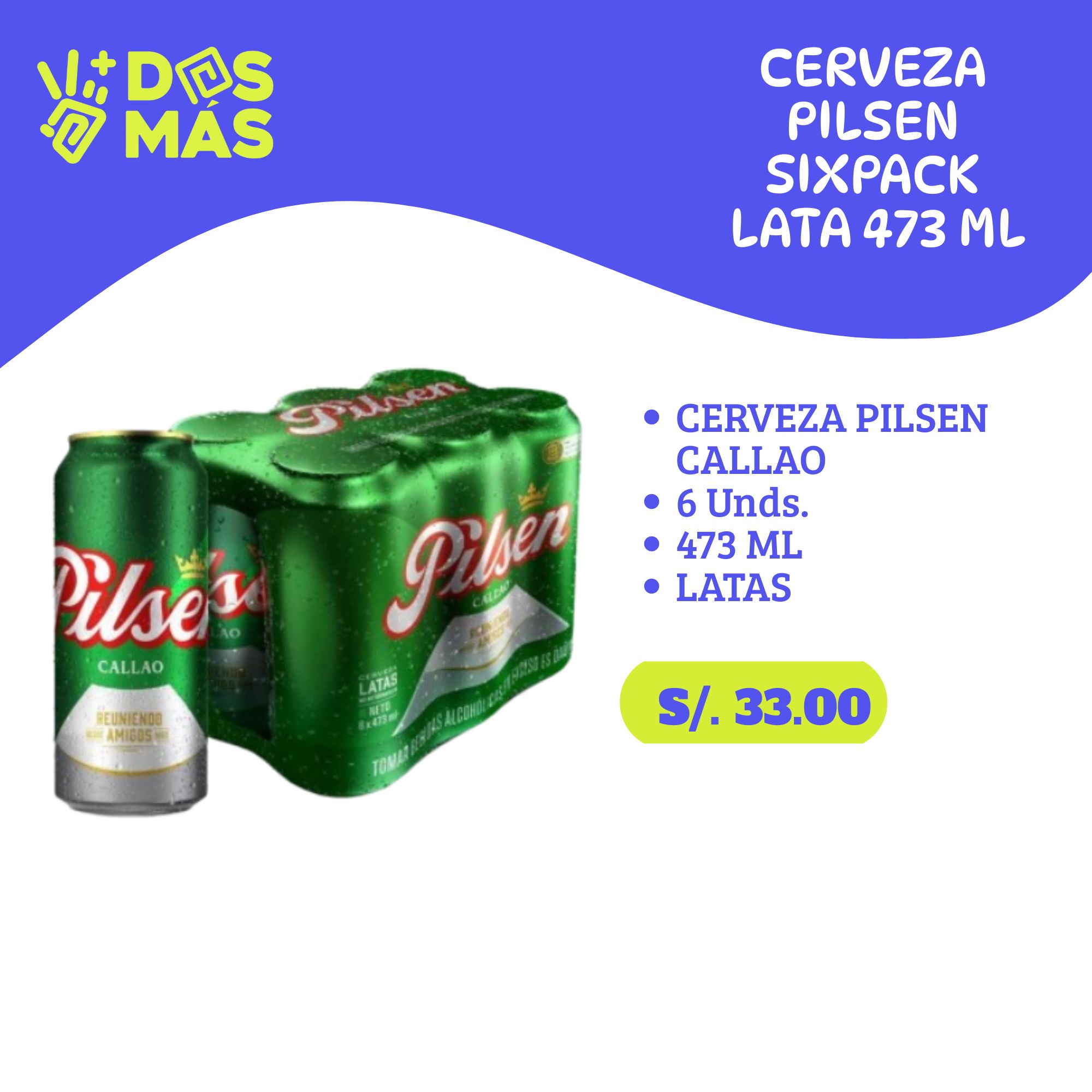 Cerveza Pilsen Six Pack 473 ml