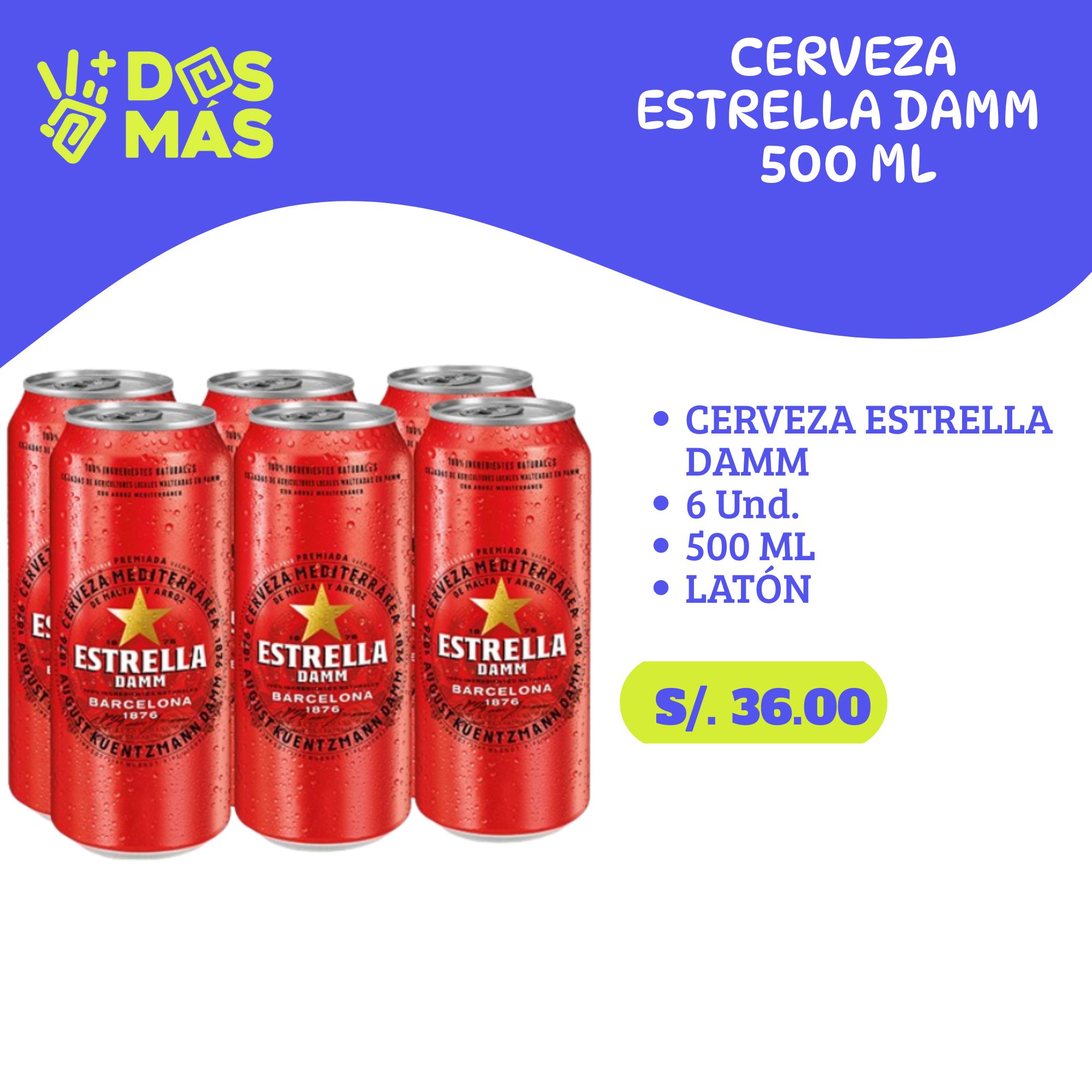 Estrella Damm SixPack 500 ml Latón