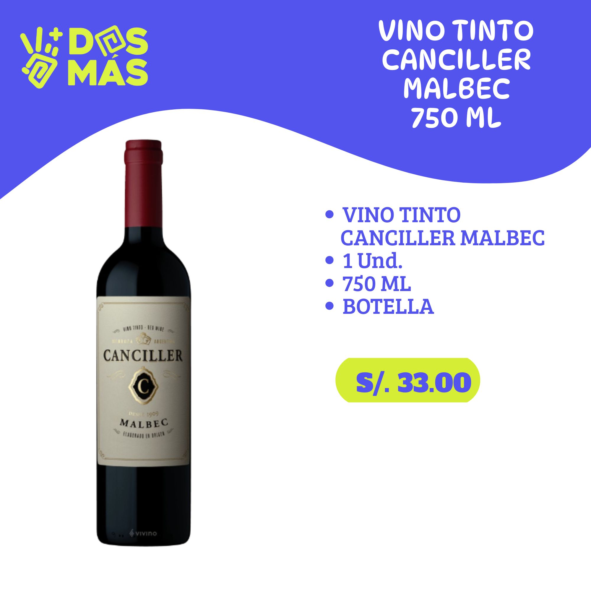 Vino Tinto Canciller Malbec